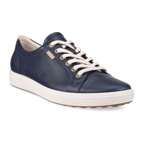 Ecco Shoes - Ecco Soft 7 Leather Lace-up Sneaker in Marine - Size 7